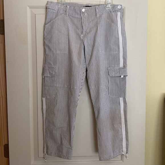 Anthropologie x Sanctuary Cotton Engineer Stripe Wanderer Cargo Pants Size 30 - Picture 9 of 11